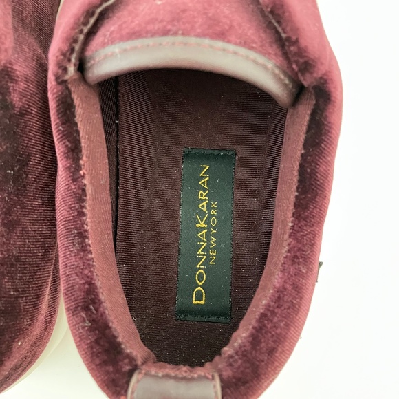 Donna Karan New York Burgundy Velour / Velvet Slip On Sneakers Size 7 F3101154 - Picture 7 of 13